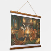 Cozy Woodland Campfire Animals Wall Tapestry Hangend Wandkleed (Gebogen)