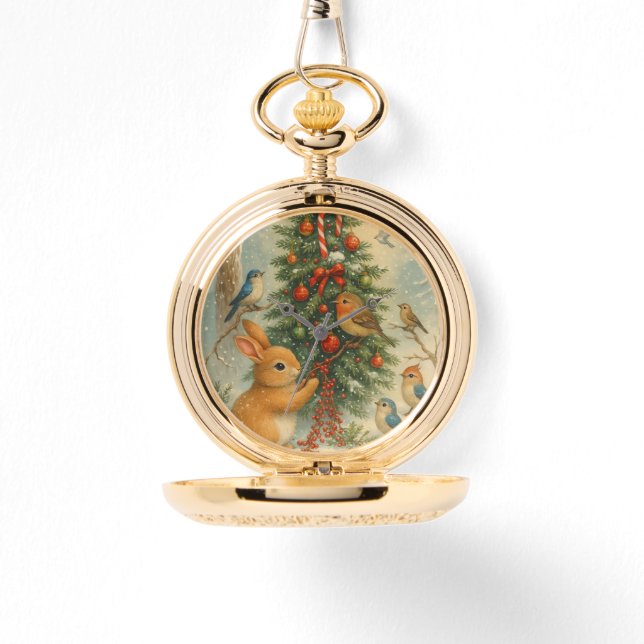 Cozy woodland christmas festive winter cute horloge (Voorkant)
