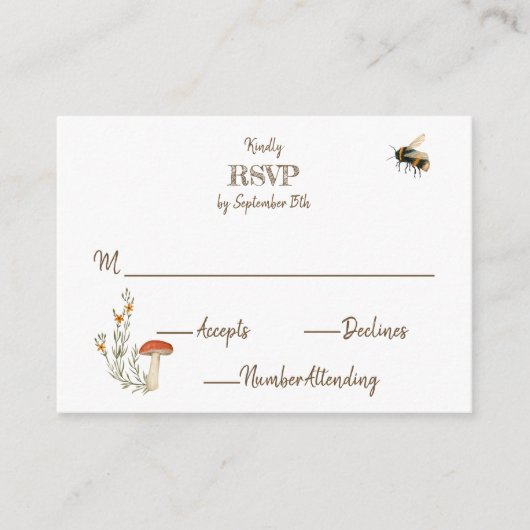 Cozy Woodland Cotvoordcore Wooden Heart RSVP Informatiekaartje (Voorkant)