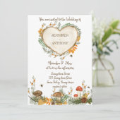 Cozy Woodland Cotvoordcore Wooden Heart Wedding Kaart (Staand voorkant)