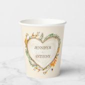 Cozy Woodland Cotvoordcore Wooden Heart Wedding Papieren Bekers (Achterkant)