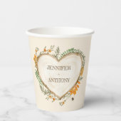 Cozy Woodland Cotvoordcore Wooden Heart Wedding Papieren Bekers (Voorkant)