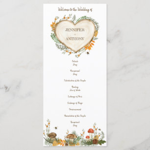 Cozy Woodland Cotvoordcore Wooden Heart Wedding Programmakaart