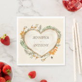 Cozy Woodland Cotvoordcore Wooden Heart Wedding Servet (Insitu)