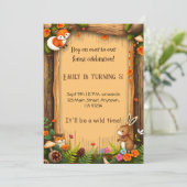 Cozy Woodland Critters Forest Verjaardag Uitnodigi Kaart (Staand voorkant)