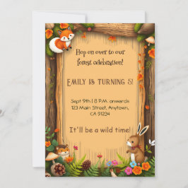 Cozy Woodland Critters Forest Verjaardag Uitnodigi Kaart