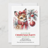 Cozy woodland deer Christmas kids invite digital  Kaart (Voorkant)