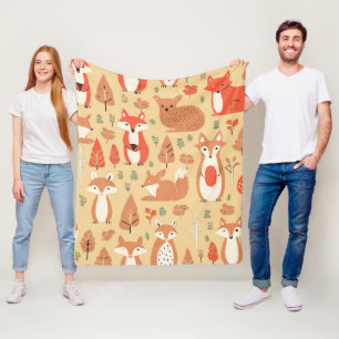 Cozy Woodland Friends 2 Fleece Deken