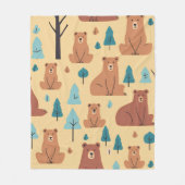 Cozy Woodland Friends Beer 2 Fleece Deken (Voorkant)