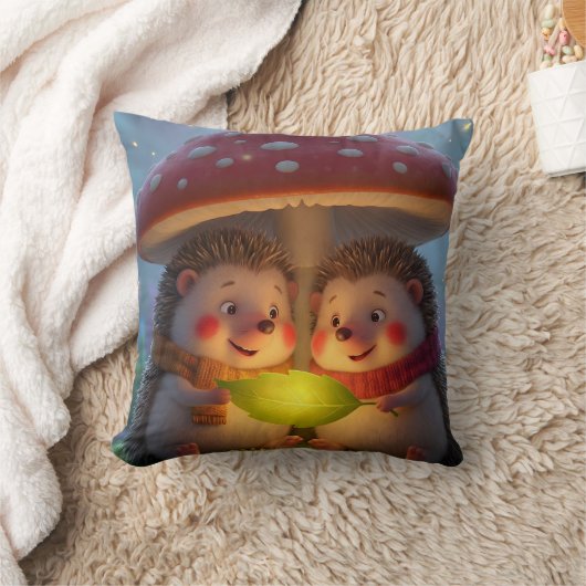Cozy Woodland Hedgehog Fantasy Throw Pillow Kussen (Deken)