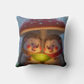 Cozy Woodland Hedgehog Fantasy Throw Pillow Kussen (Achterkant)