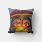 Cozy Woodland Hedgehog Fantasy Throw Pillow Kussen (Voorkant)