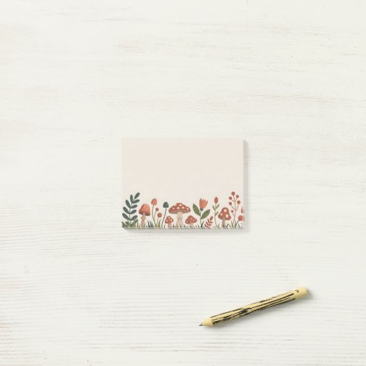 Cozy Woodland Mushrooms Post-it® Notes (Op bureau)