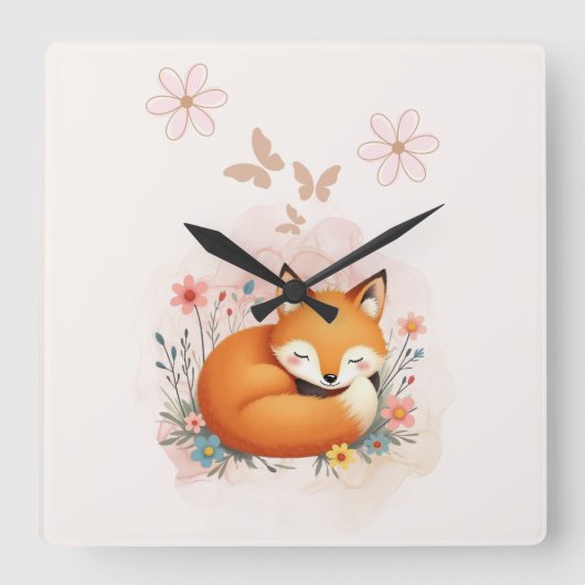 Cozy Woodland Nursery Vierkante Klok (Voorkant)