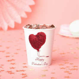 Cozy Yarn Heart for Valentines Papieren Bekers