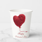 Cozy Yarn Heart for Valentines Papieren Bekers (Voorkant)
