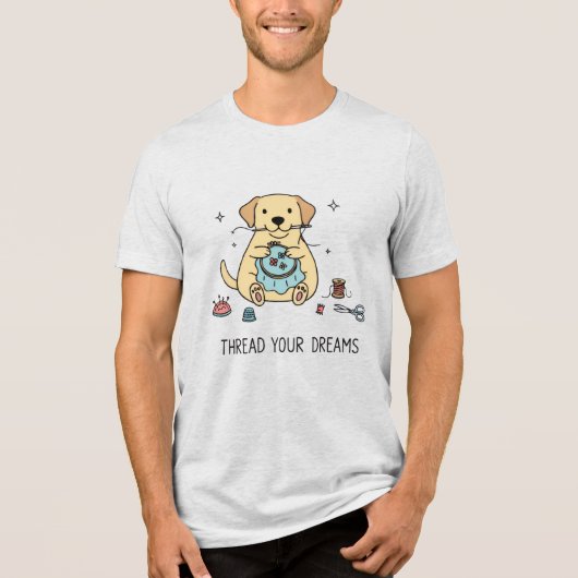 Cozy Yellow Labrador Dog Embroidery Cute Crafting Tri-Blend Shirt (Voorkant)
