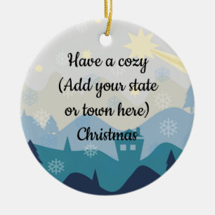 Cozy Your State of Town Kerstwishes Ornament