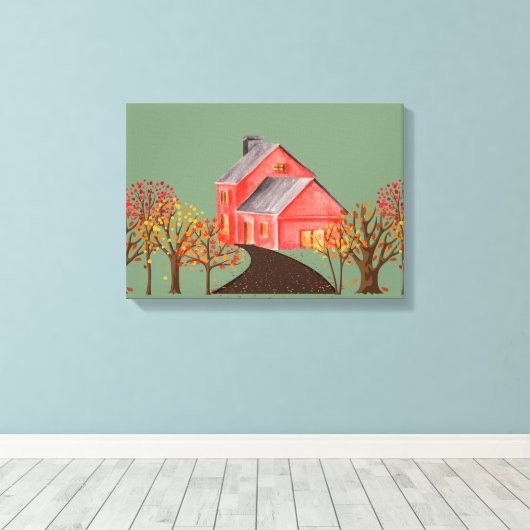 CozyBun Herfst Boerderij Canvas Afdruk (Insitu (Houten vloer))