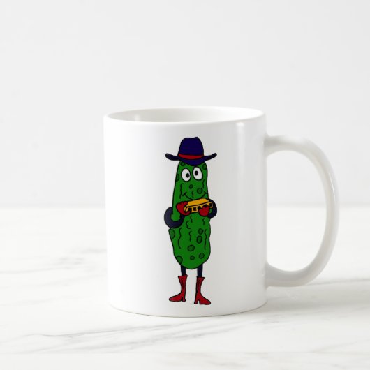 CP- Funny Pickle Palling Harmonica Cartoon Koffiemok (Rechts)