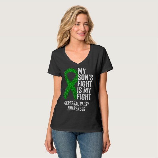 CP My Son's Fight Is My Fight Cerebral Palsy Aware T-shirt (Voorkant volledig)