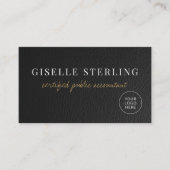 CPA-accountant belasting faux leer logo QR-code Visitekaartje (Voorkant)