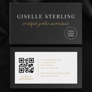 CPA-accountant belasting faux leer logo QR-code Visitekaartje