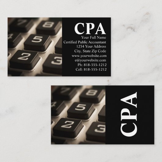 CPA Accountant Certified Public Accountants Visitekaartje (Voorkant / Achterkant)