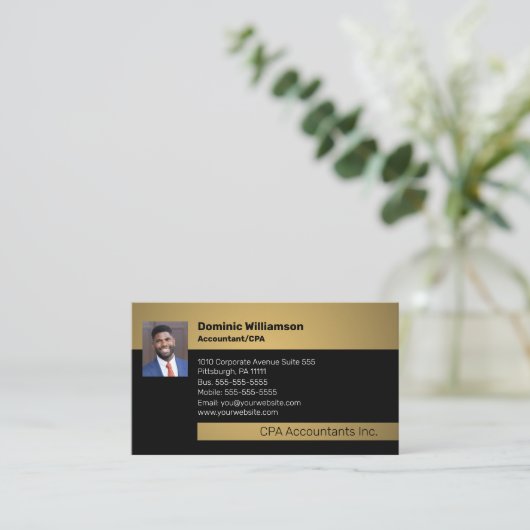 CPA | Accountant Professional Black | Gold Busine Visitekaartje (Staand voorkant)