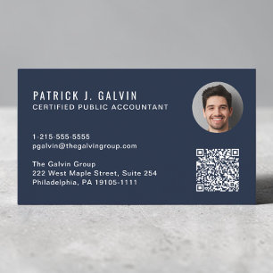 CPA-accountant QR-code blauwe foto Visitekaartje