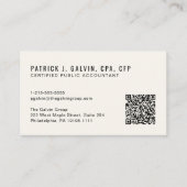 CPA-accountant QR-code crème Visitekaartje (Voorkant)