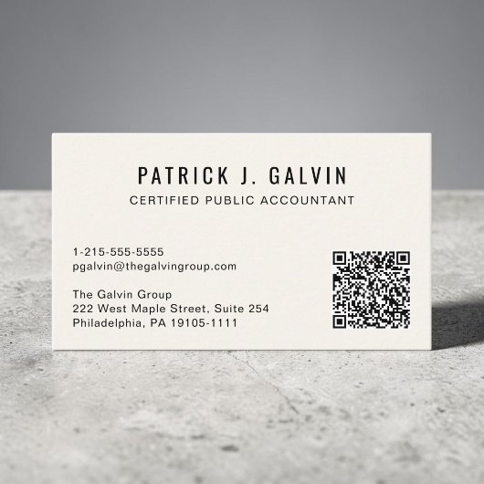CPA-accountant QR-code Crème Visitekaartje