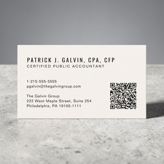 CPA-accountant QR-code crème Visitekaartje