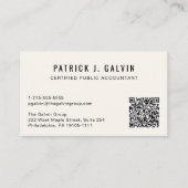 CPA-accountant QR-code Crème Visitekaartje (Voorkant)