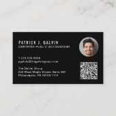 CPA-accountant QR-code Zwart Foto Visitekaartje (Voorkant)