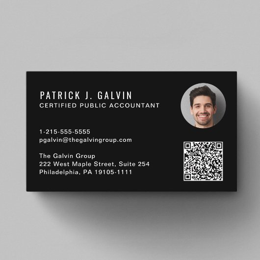CPA-accountant QR-code Zwart Foto Visitekaartje
