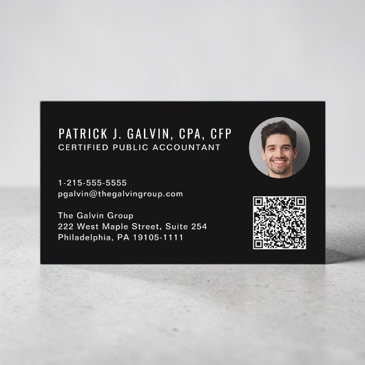 CPA-accountant QR-code zwart foto Visitekaartje
