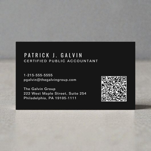 CPA-accountant QR-code zwart Visitekaartje