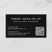 CPA-accountant Zwarte QR-code Visitekaartje (Voorkant)
