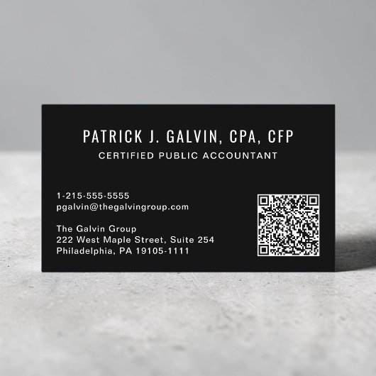 CPA-accountant Zwarte QR-code Visitekaartje