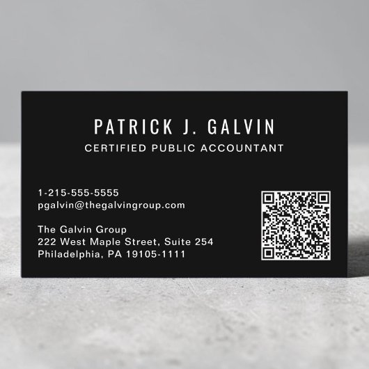 CPA-accountant Zwarte QR-code Visitekaartje