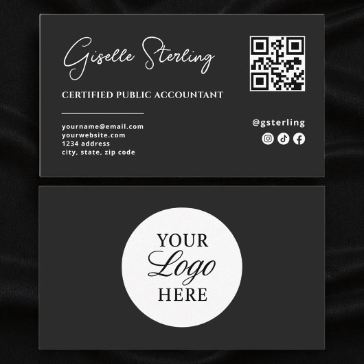 CPA-belastingaccountant Voorbereider QR-code-scrip Visitekaartje