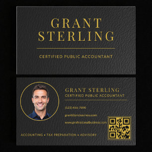 CPA-belastingadviseur accountant nep leer QR-code Visitekaartje