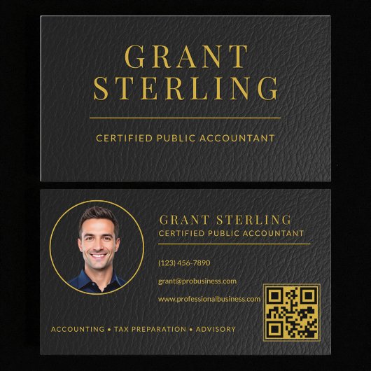 CPA-belastingadviseur accountant nep leer QR-code Visitekaartje
