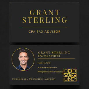 CPA Belastingadviseur QR-code Zwart Goud  Visitekaartje