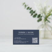 CPA-boekhouder blauwe QR-code Visitekaartje (Staand voorkant)
