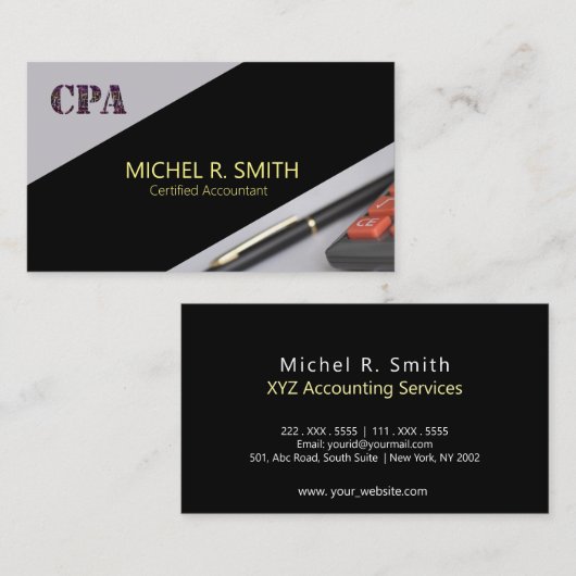 CPA Certified Accounant with Calculator Pen Visitekaartje (Voorkant / Achterkant)