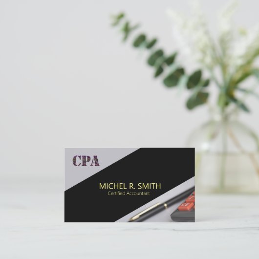 CPA Certified Accounant with Calculator Pen Visitekaartje (Staand voorkant)