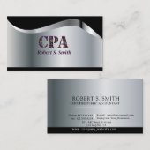 CPA Certified Public Account Black & Silver Visitekaartje (Voorkant / Achterkant)