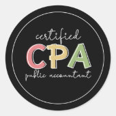 CPA Certified Public Accountant Giften Ronde Sticker (Voorkant)